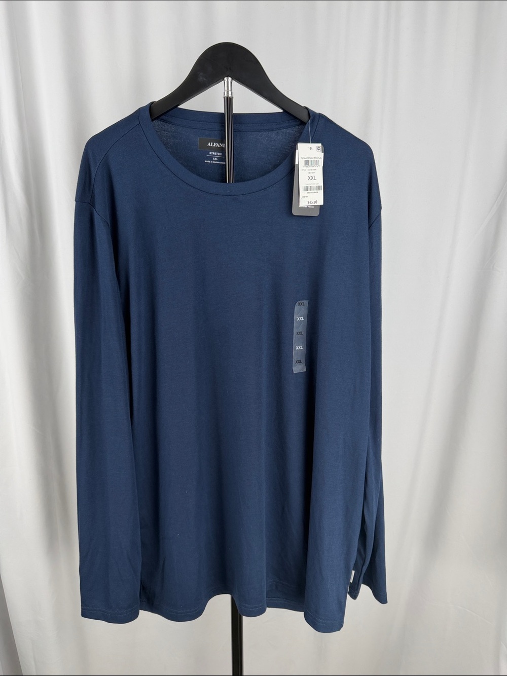 NWT Alfani Alfatech Men’s XXL Super Soft Stretch Long Sleeve Shirt Navy